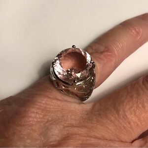 Kunzite Stamped 925 Sterling Silver Ring